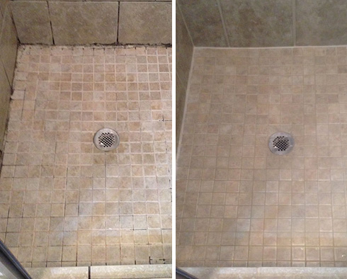 Shower Before and After Our Hard Surface Restoration Services in Morrisville, NC