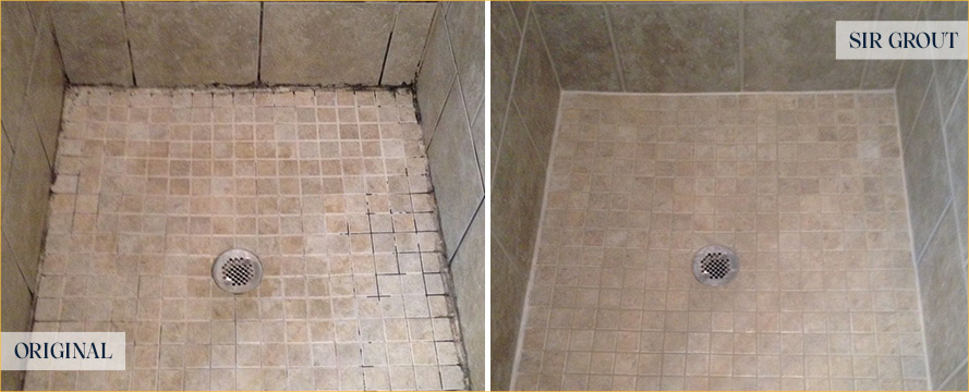 Shower Before and After Our Superb Hard Surface Restoration Services in Morrisville, NC