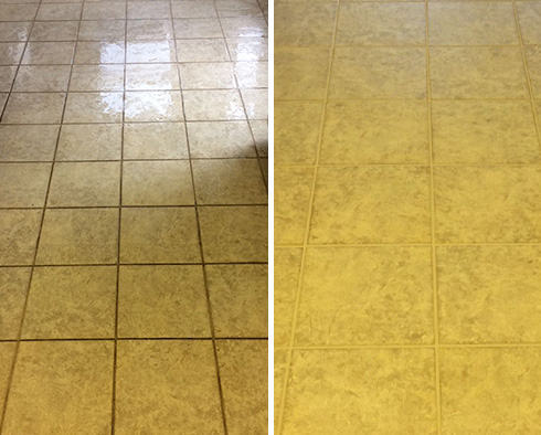 Floor Before and After a Grout Cleaning in Raleigh, NC