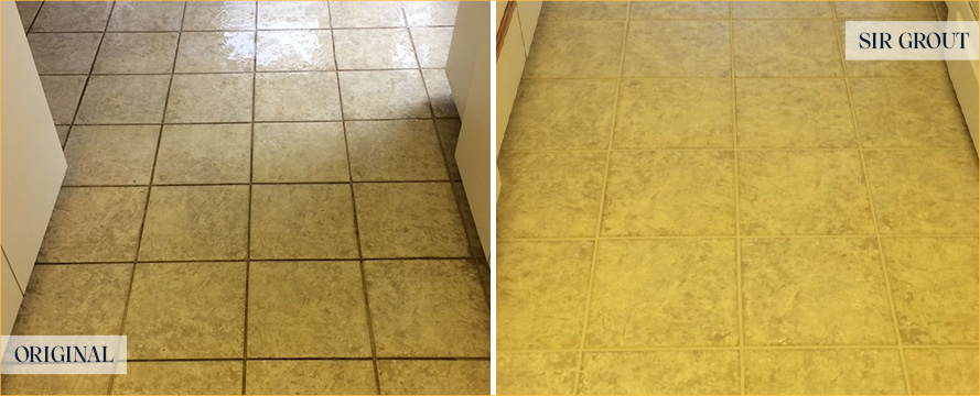 Floor Before and After a Flawless Grout Cleaning in Raleigh, NC