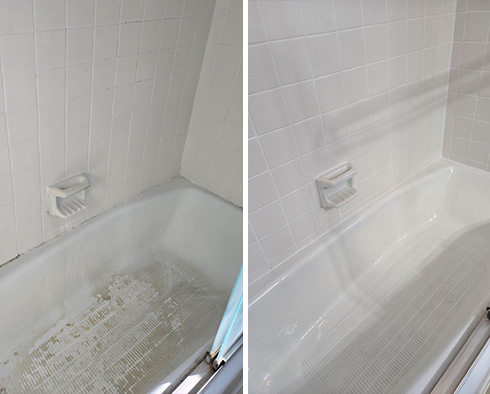 Shower Before and After a Grout Sealing in Raleigh, NC