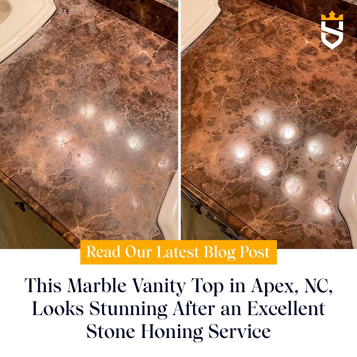 This Marble Vanity Top in Apex, NC, Looks Stunning After an Excellent Stone Honing Service